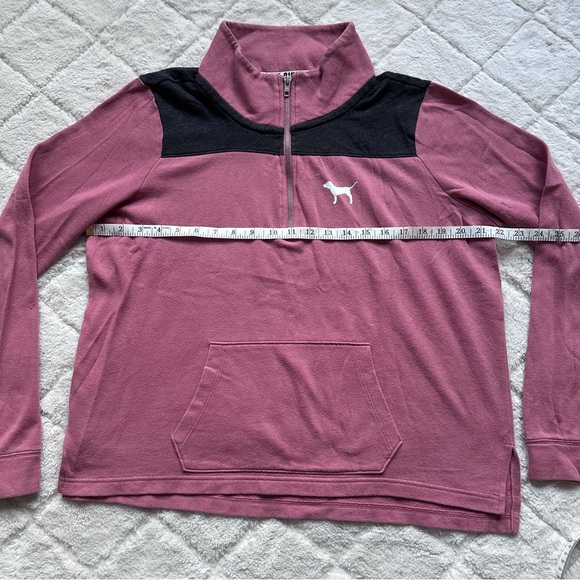Victoria’s Secret PINK | Logo Shoulder Begonia Quarter Zip Pullover | Size Large - Picture 10 of 11